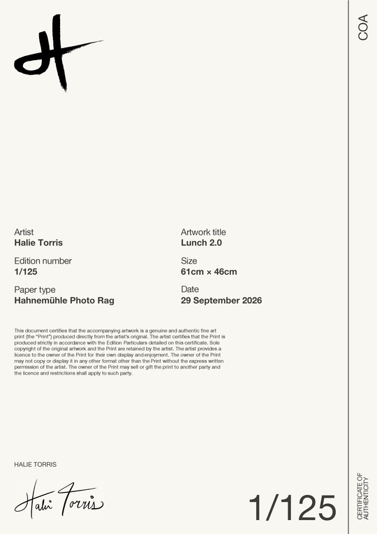 Lunch 2.0 — Certificate of Authenticity