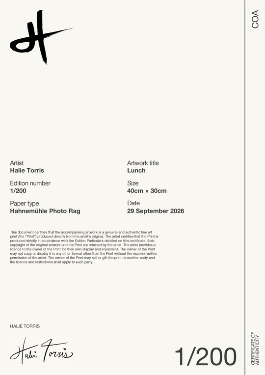 Lunch — Certificate of Authenticity