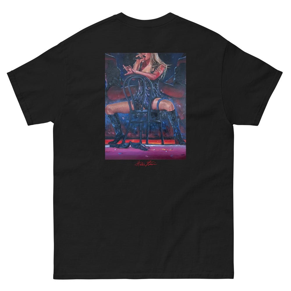 'i dress for women' black tee
