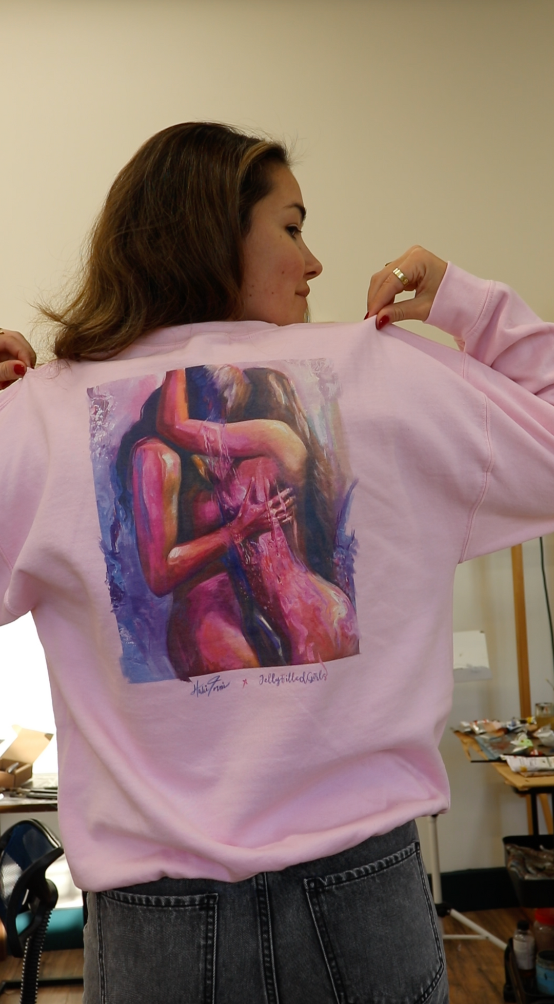 "girls in purple" sweatshirt