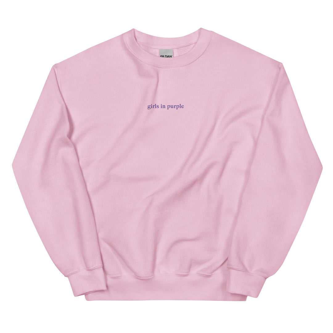 "girls in purple" sweatshirt